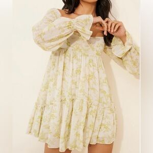 Urban Outfitters Lannette Floral Fairy Toile Print Long Sleeve Dress | Size M